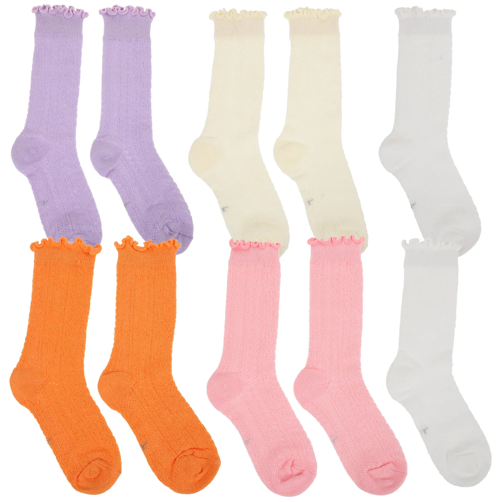 

5 Pairs Girls Mid-calf Socks Kids Baby Grip Spring Summer Cotton Toddler Child Soft Comfort Protective Leggings Hosiery