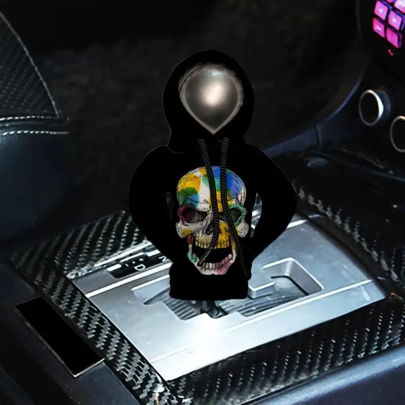 Halloween Skull Lever Change Knob Hoodie Car Gear Shift Collar Auto Interior Styling Hoodies Knob Cover Novelty Auto Accessories