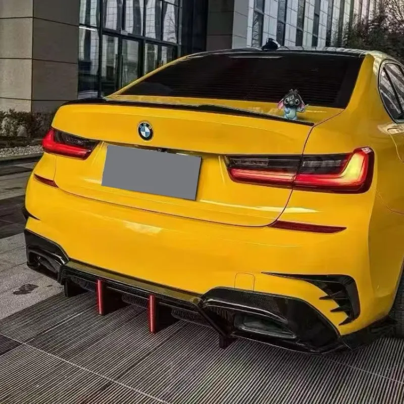 For BMW 3 Series G20 G28 M Pack MP 2019-2025 High Quality ABS Car LED Rear Bumper Lip Spoiler Diffuser Body Kit Gloss Black