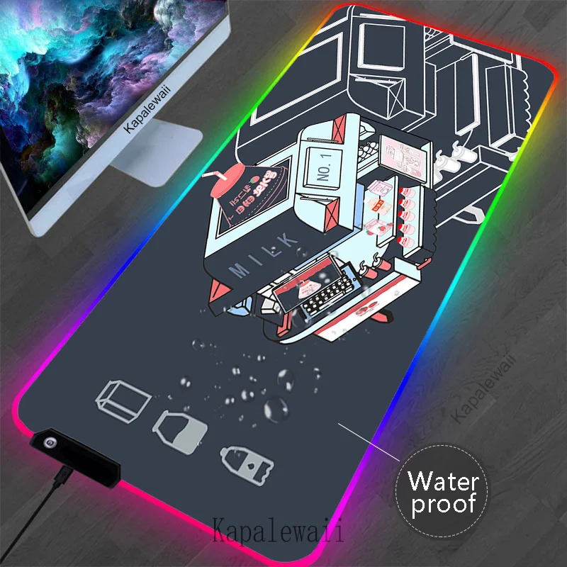 Alfombrilla de ratón con interruptor luminoso LED RGB, alfombrilla de ratón grande para Gaming, almohadillas para teclado, alfombrilla de escritorio impermeable, Alfombra de mesa de goma XXL