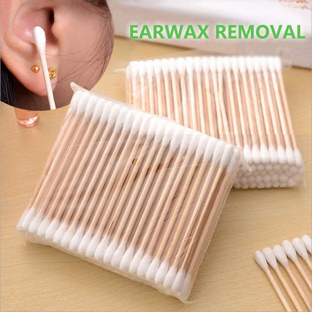 100 Count Cotton Swabs Biodegradable Cotton Buds Multifunction Round Tips Swabs for Ears Makeup Daily Cleaning