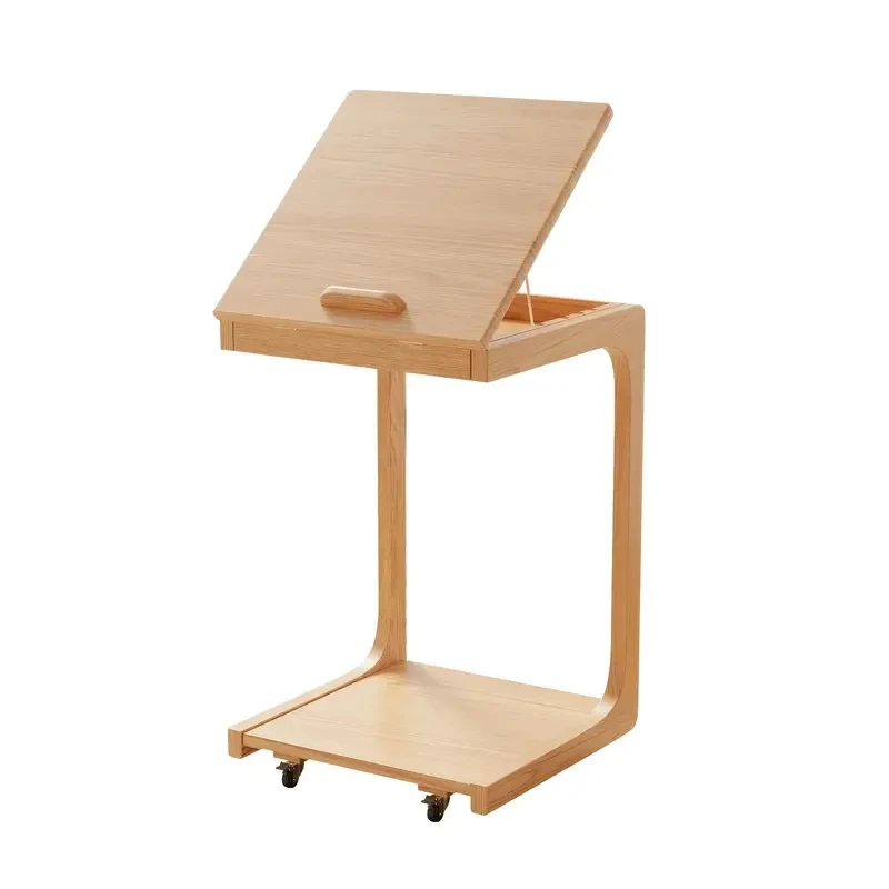 

Оптовая продажа C-образный диван, приставной столик, деревянный журнальный столик, мебель для гостиной, регулируемый бамбуковый диван, приставной столик с вращающимся колесом