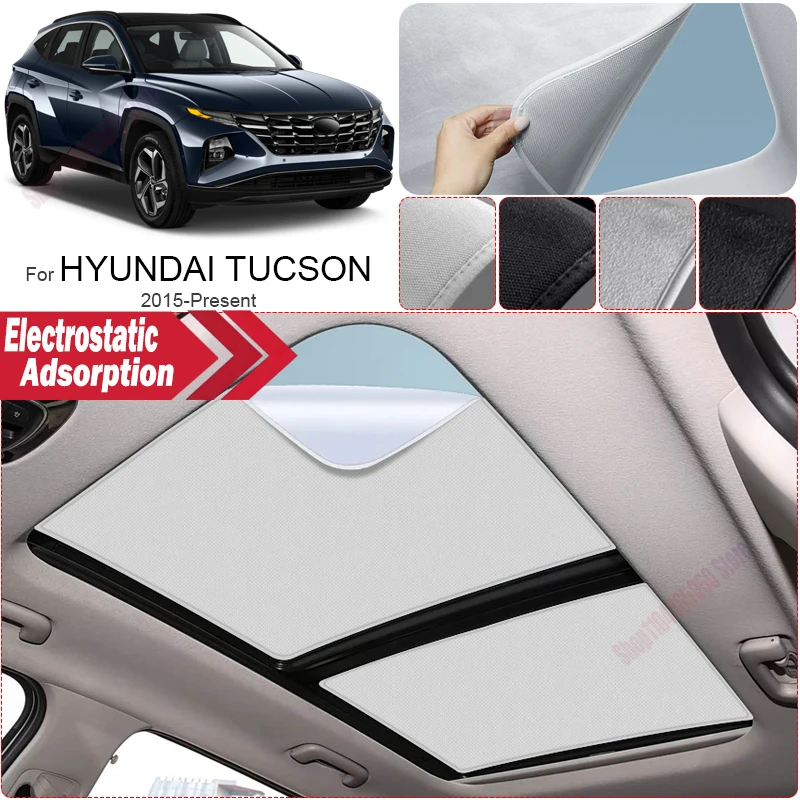 For HYUNDAI TUCSON 2015-2026 Auto Suede Anti-UV Electrostatic Adsorption Sunshade Sunroof Heat Insulation Skylight