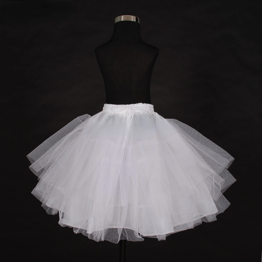 Vestido branco Petticoat para meninas, três camadas Net, uma linha, flor menina, criança Crinolines, underskirt, qualidade superior Stock