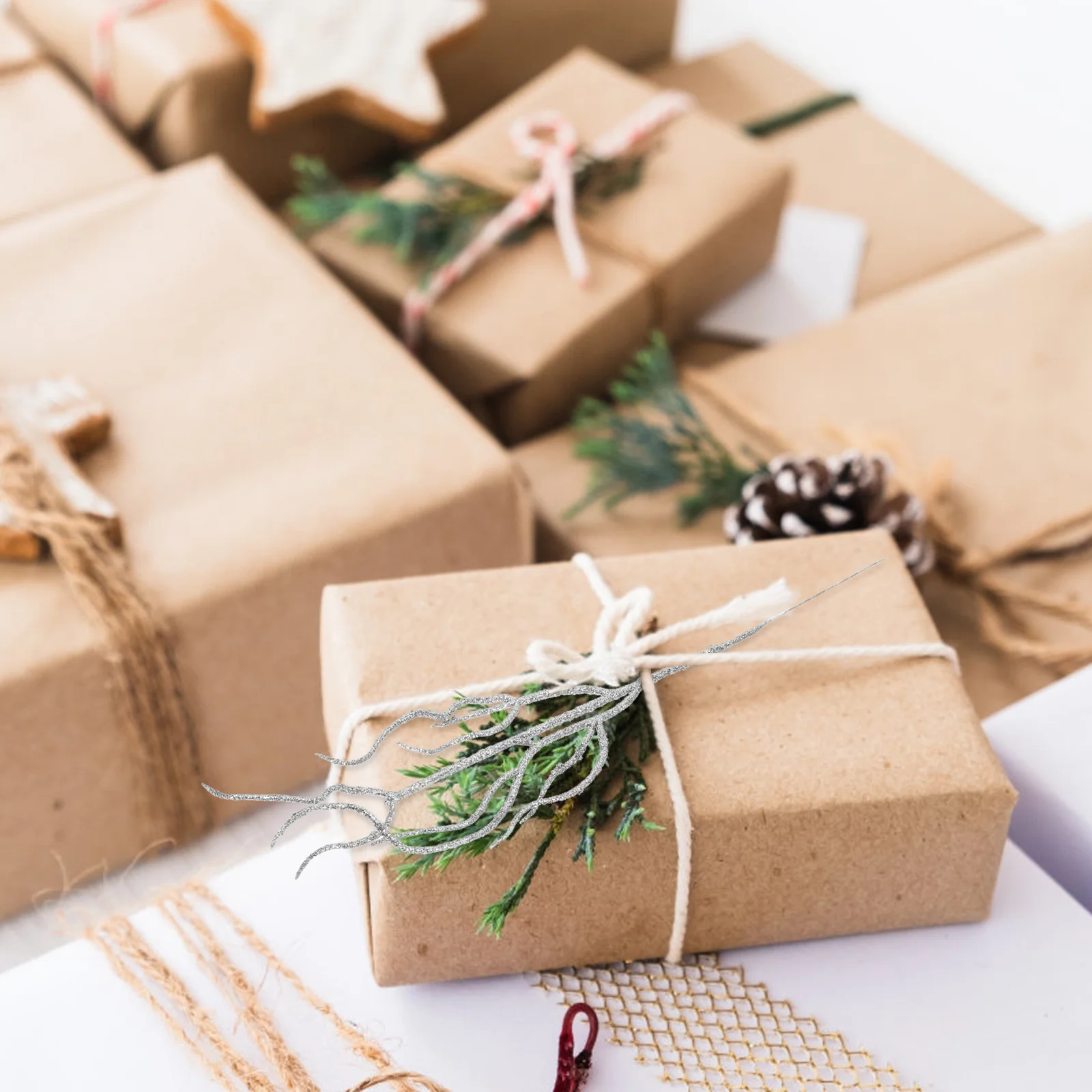 

10pcs Simulation Leaf Decor Glitter Leaves For Christmas Tree Xmas Garland Accessory Festive Diy Craft Decoration