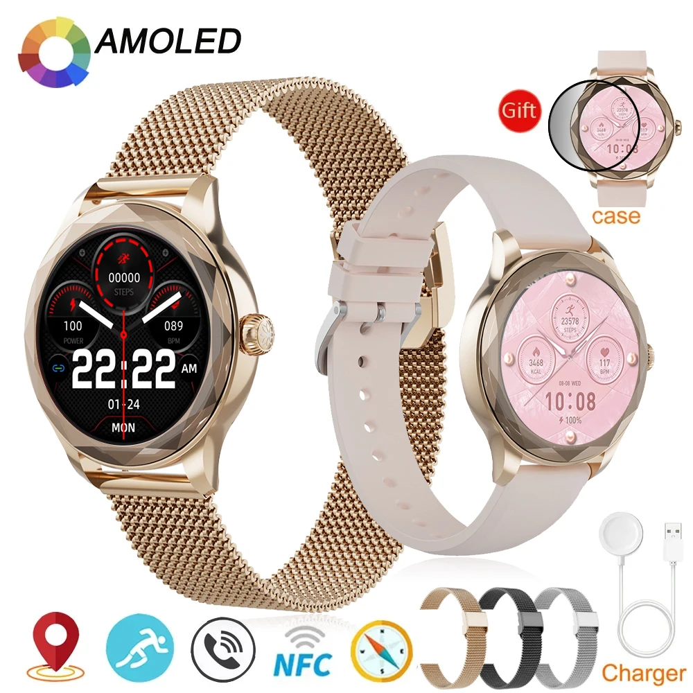 Zordai 2024 Hello PLUM OD8 Smartwatch 10 H15 Pro Amoled 1GB Rom Compass NFC Smart Watch Men Women Bluetooth Call Sports Fitness