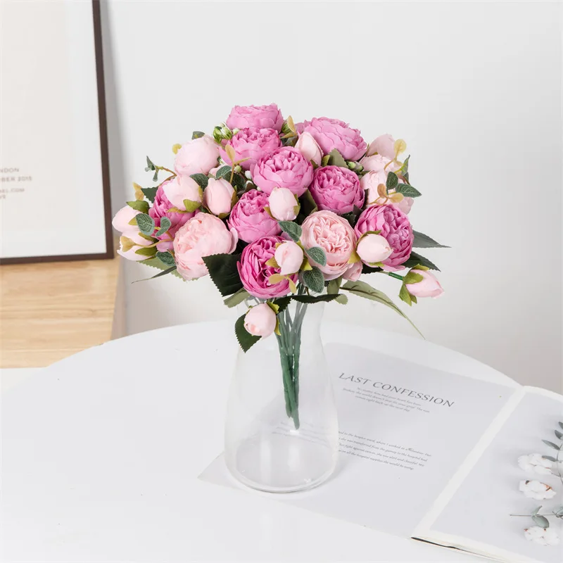 Fleurs artificielles fausses pivoines blanches en soie, utilisées pour la maison, décoration de Vase, couronne de noël, Bouquet de mariage, accessoires de fête