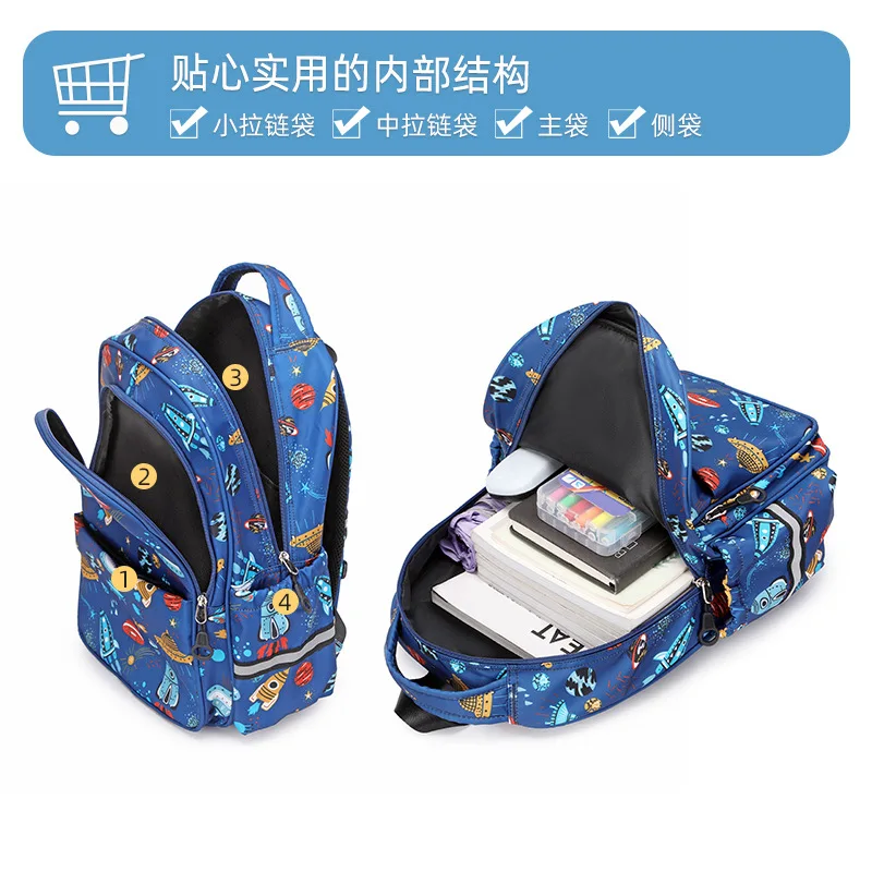 Imagem -05 - Childrens Cartoon Dinosaur Mochila Impermeável Leve Mochilas Escolares Fofos Crianças Mochilas Estudantes Meninas Meninos