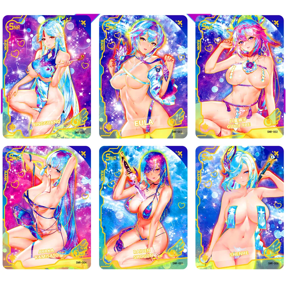 WK Girl Maiden Party Cards Senpai Goddess Swimsuit Series Board Game  Anime Goddess Character Metal Card Toy For Children Gift