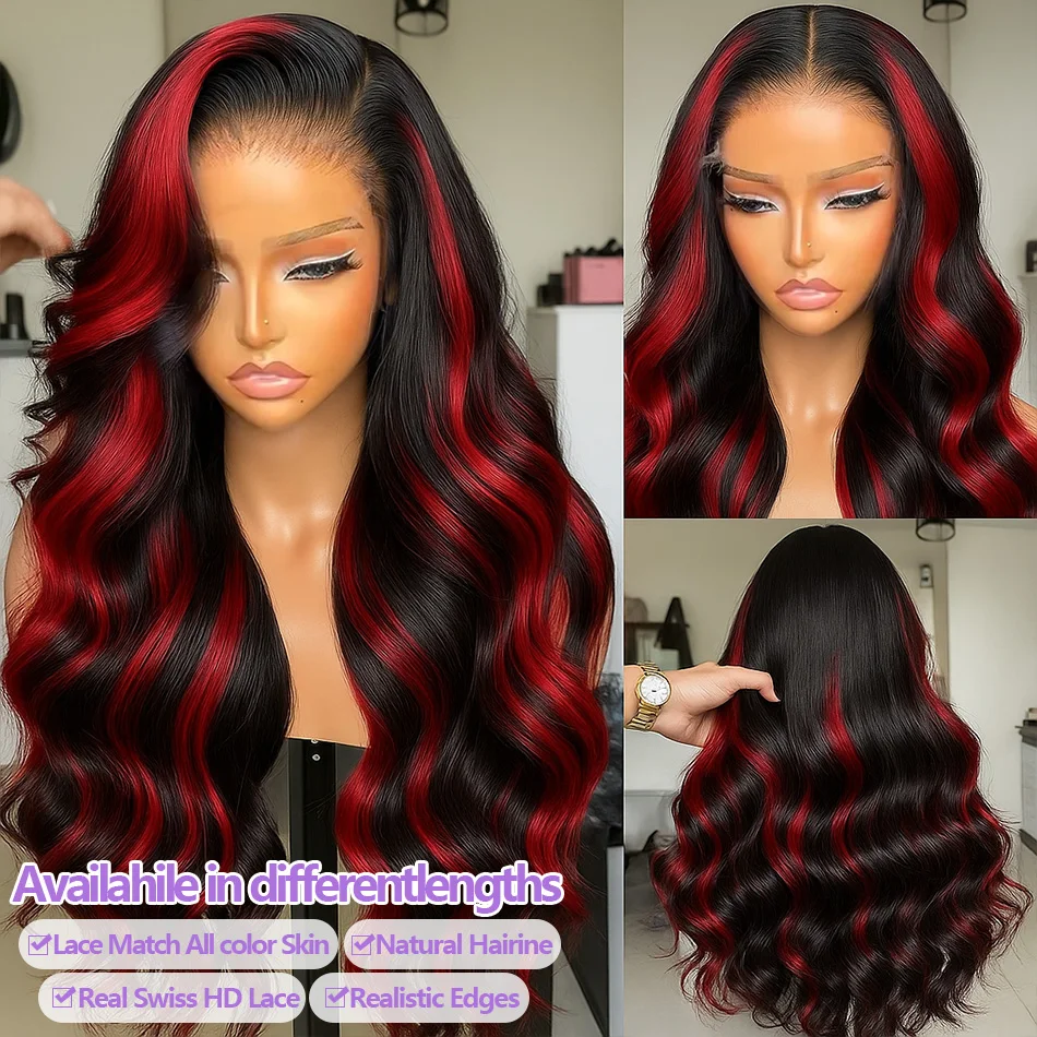 簡単インストール 1B/27/レッド 30 インチ事前摘み取られた人毛ウィッグ 5x5 レース閉鎖グルーレス実体波 200 密度初心者に優しい