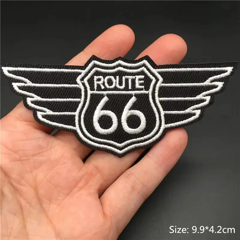 Route 66 Patch Iron on Patch for Clothing Stripe Applique Sew Iron On Clothes Sticker Diy Decoration Embroidery Badge