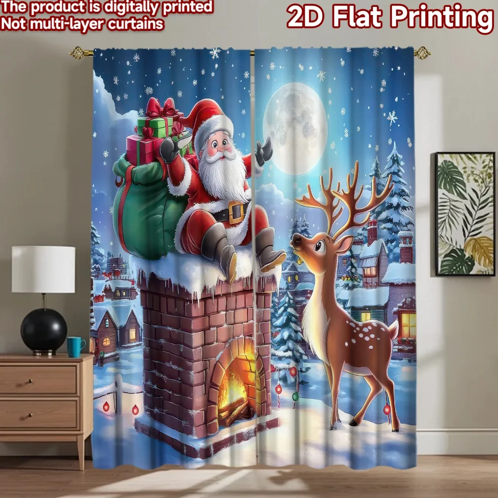 

1pc 2D flat Photography Backdrop Popular Tapestry Christmas Santa on Chimney 100% Polyester Party & Holiday Decor Use for