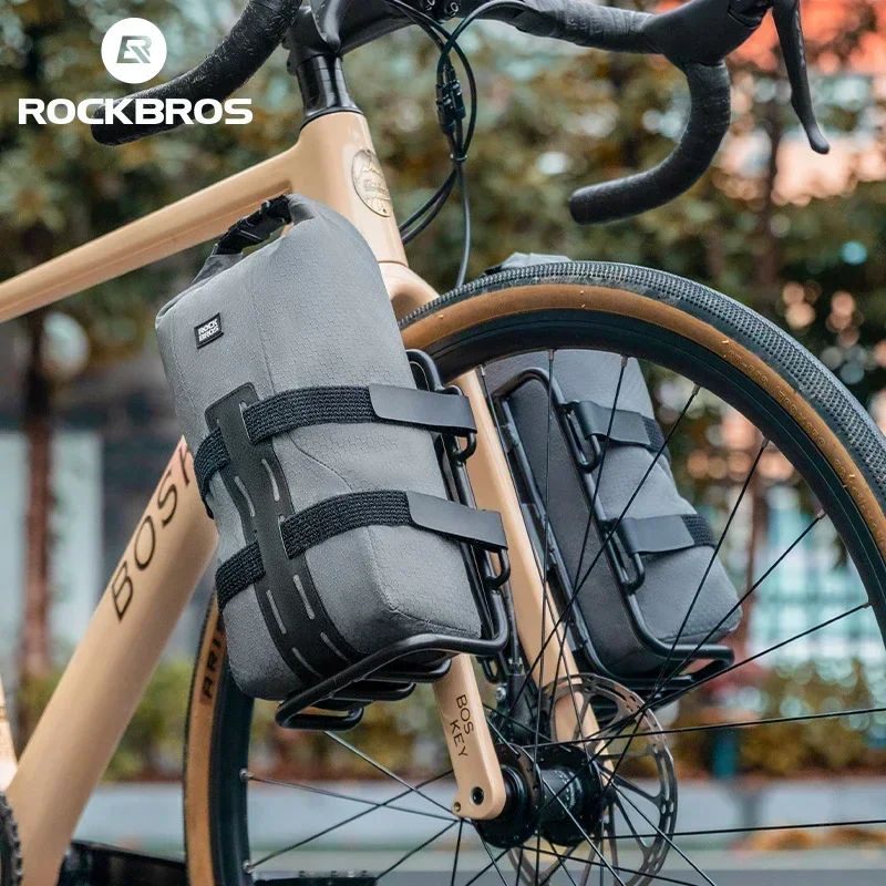

ROCKBROS Cycling Bag 2.7L Capacity Bicycle Front Fork Shelf Bag TPU Material Portable Pannier Bag Luggage Carrier Accessories