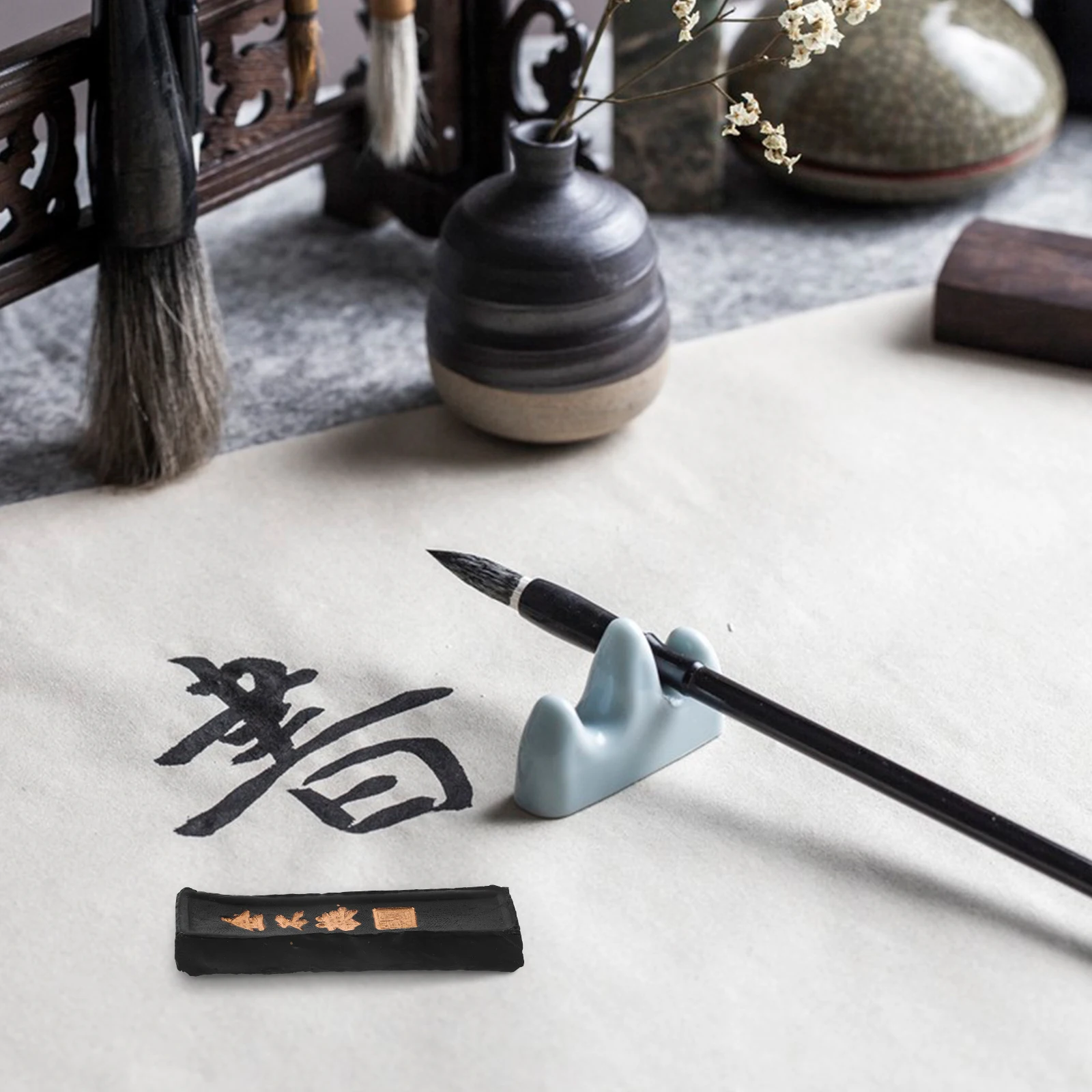 

Traditional Chinese Handmade Calligraphy Stick For Student Grinding Block Painting Ink Block Durable Practical Ink Stick Black