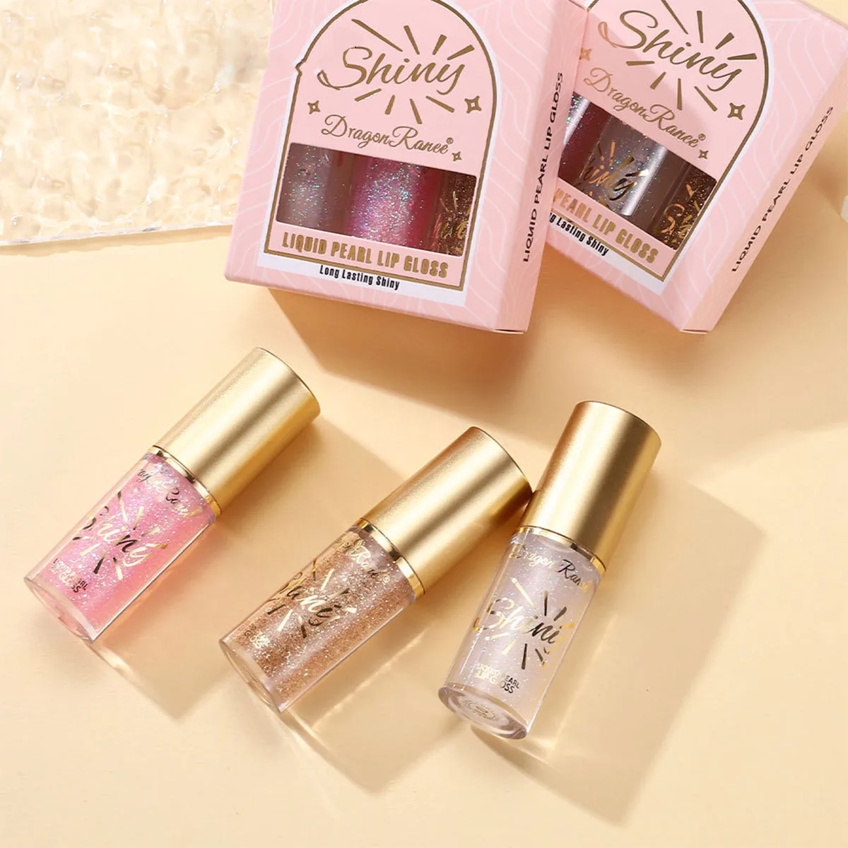 

Mirror Pearl Lip Nectar Lip Oil Lip Glaze Set Glitter Moisturising Moisture Fine Glitter Three Lip Glosses