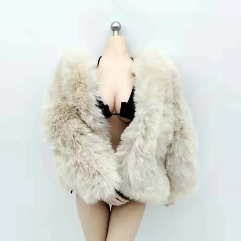 Tbleague scala 1/6 Off White Fur Coat City Girl Fashion Winter Jacket Clothes Model for 12in Action Figure Doll