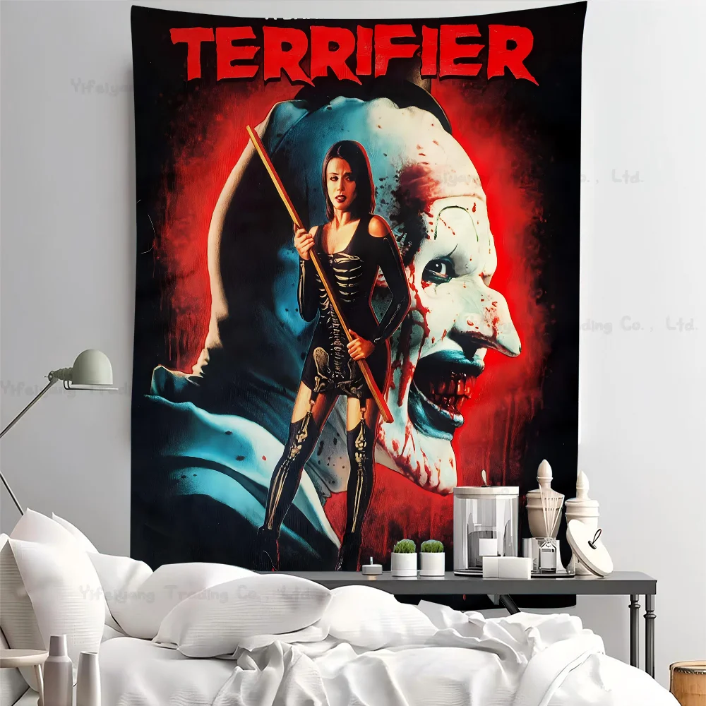 T-Terrifier Horror Hippie Wall Hanging Tapestries Art Science Fiction Room Home Decor Kawaii Room Decor