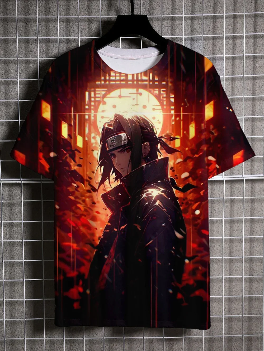 2024 New Anime Naruto Men's T-shirt 3D Printed Uchiha Sasuke Pattern Short Sleeve Daily Leisure Sports Street Style Clothing