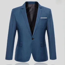 Single Breasted Coat Slim Fit Men's Suit Jackets Blue Male Blazer Thin Fashionable Summer Premium Luxury Designer Original