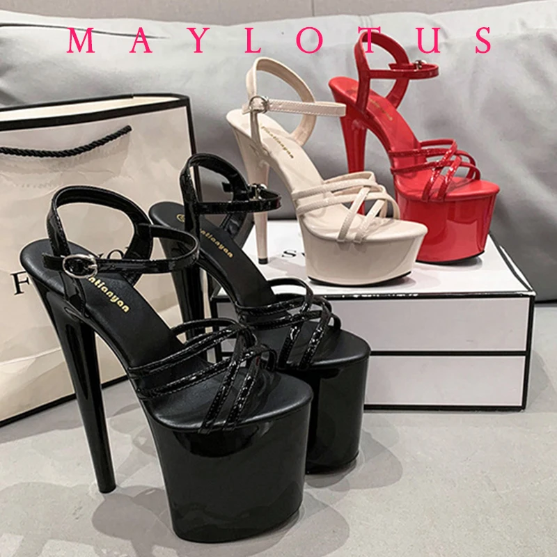 2025 Summer Cross-Strap Stripper Heels Open Toe Platform Sandals Girls Shoe for Party Club Women Sexy Show Sandals High Heels