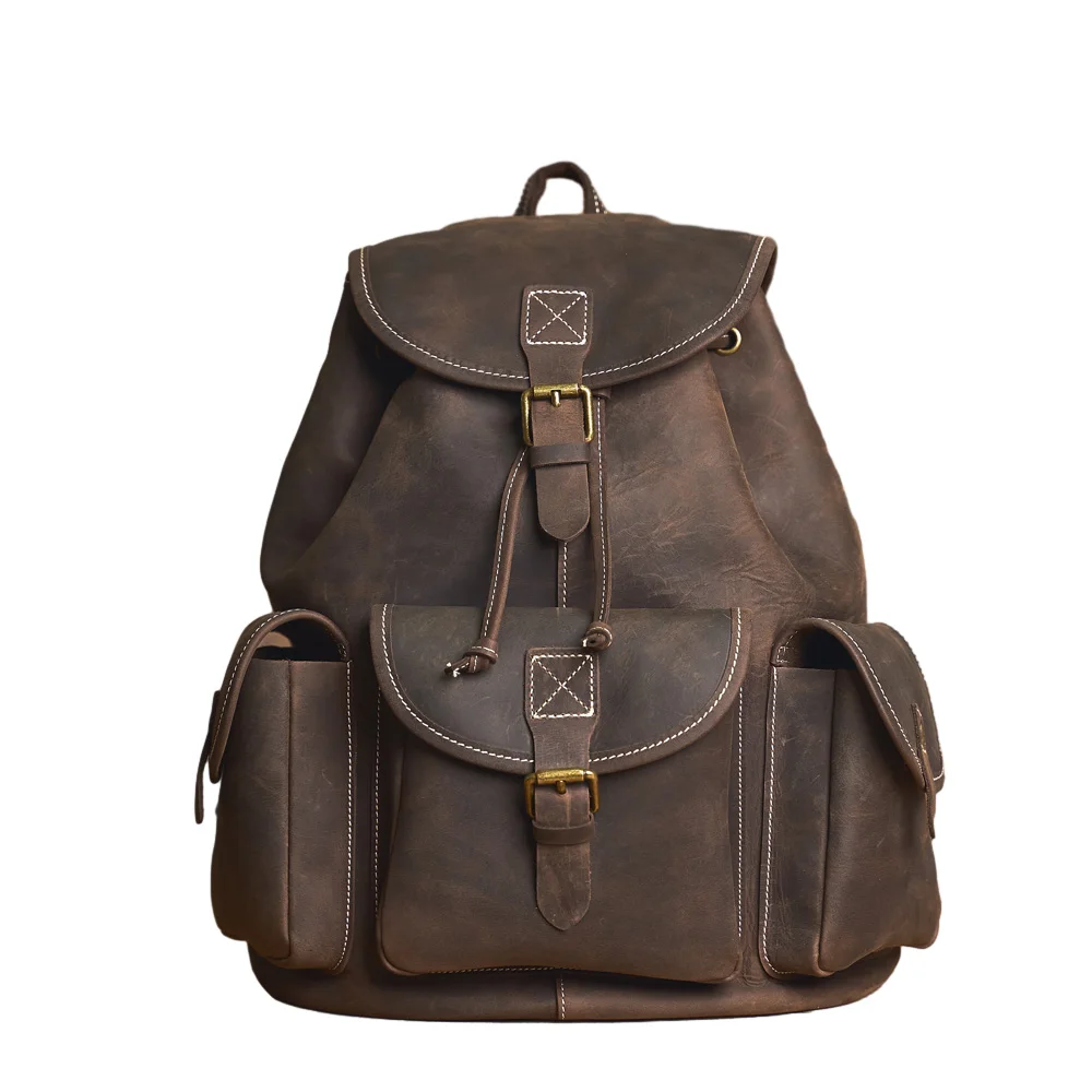 

Genuine Leather Men's Backpack Women's Backpack Vintage Travel Backpack Bookbag Office Bag Laptop Bag Coffe Retro