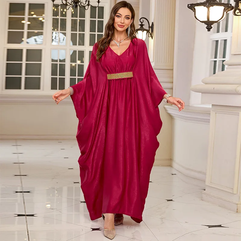 Women's Plus Size Moroccan Print V-Neck Batwing Kaftan Loose Fit Beach Dress Bathing Suit Cover Up