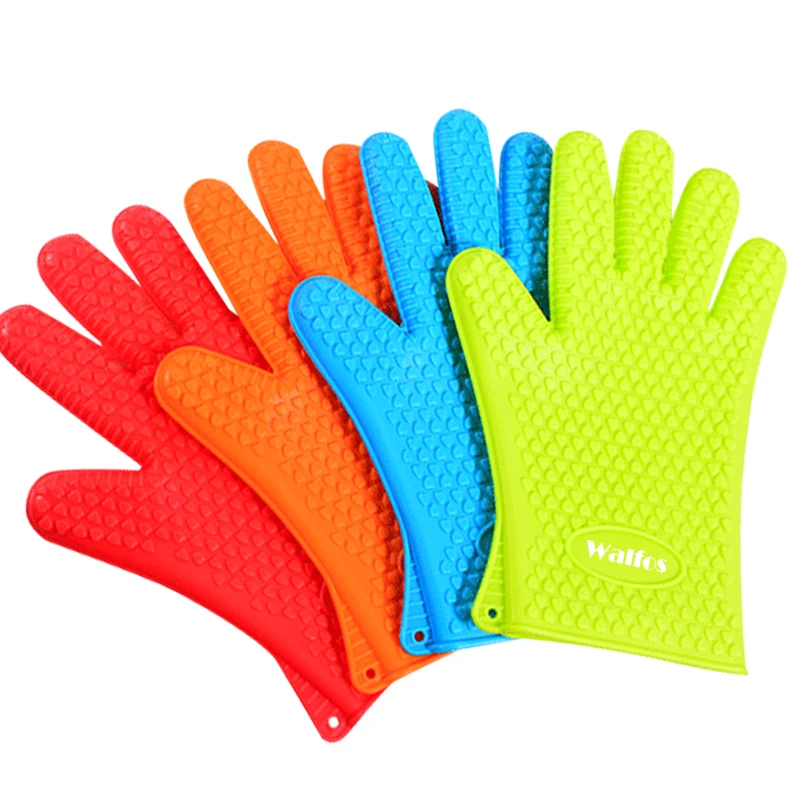 WALFOS 1 Piece Food Grade Heat Resistant Silicone Kitchen Barbecue Oven Glove Cooking BBQ Grill Glove Oven Mitt Baking Glove