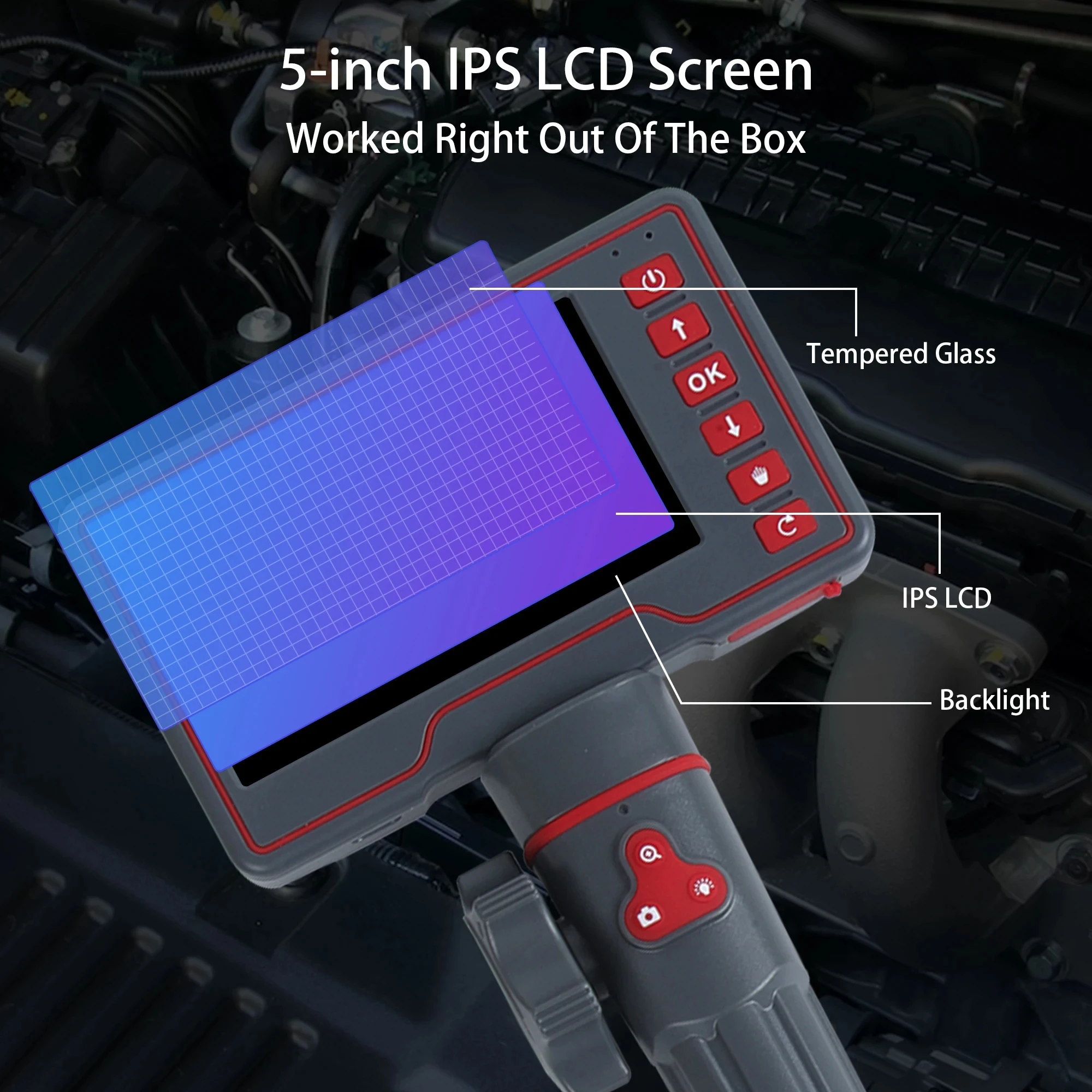 Joint Steering Industrial Borescope for Engine Inspection and Repair 3.9/6.0mm 5 Inch HD Screen 1/2/3m Snake Tube Line Optional