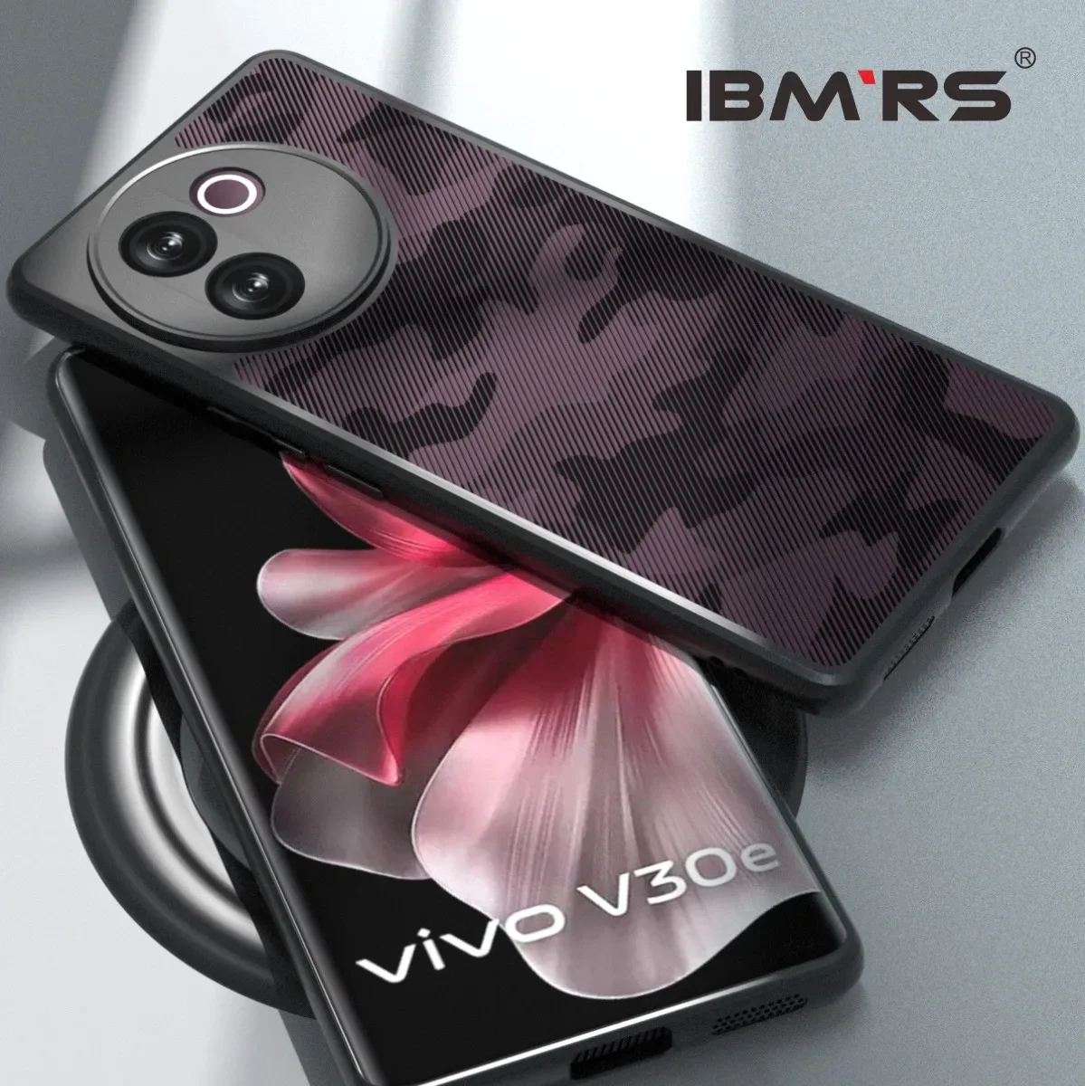 IBMRS for vivo V40 Lite Case,Military Grade Drop Tested, Shockproof Matte Translucent Hard Back Slim Protective Case. Camo Black