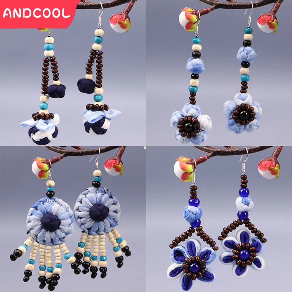 Vintage Ethnic Earrings For Women 2024 Trend Earrings Charm Earrings Gift Fabric Art Tie Dye Earrings Dance Earrings Accessory