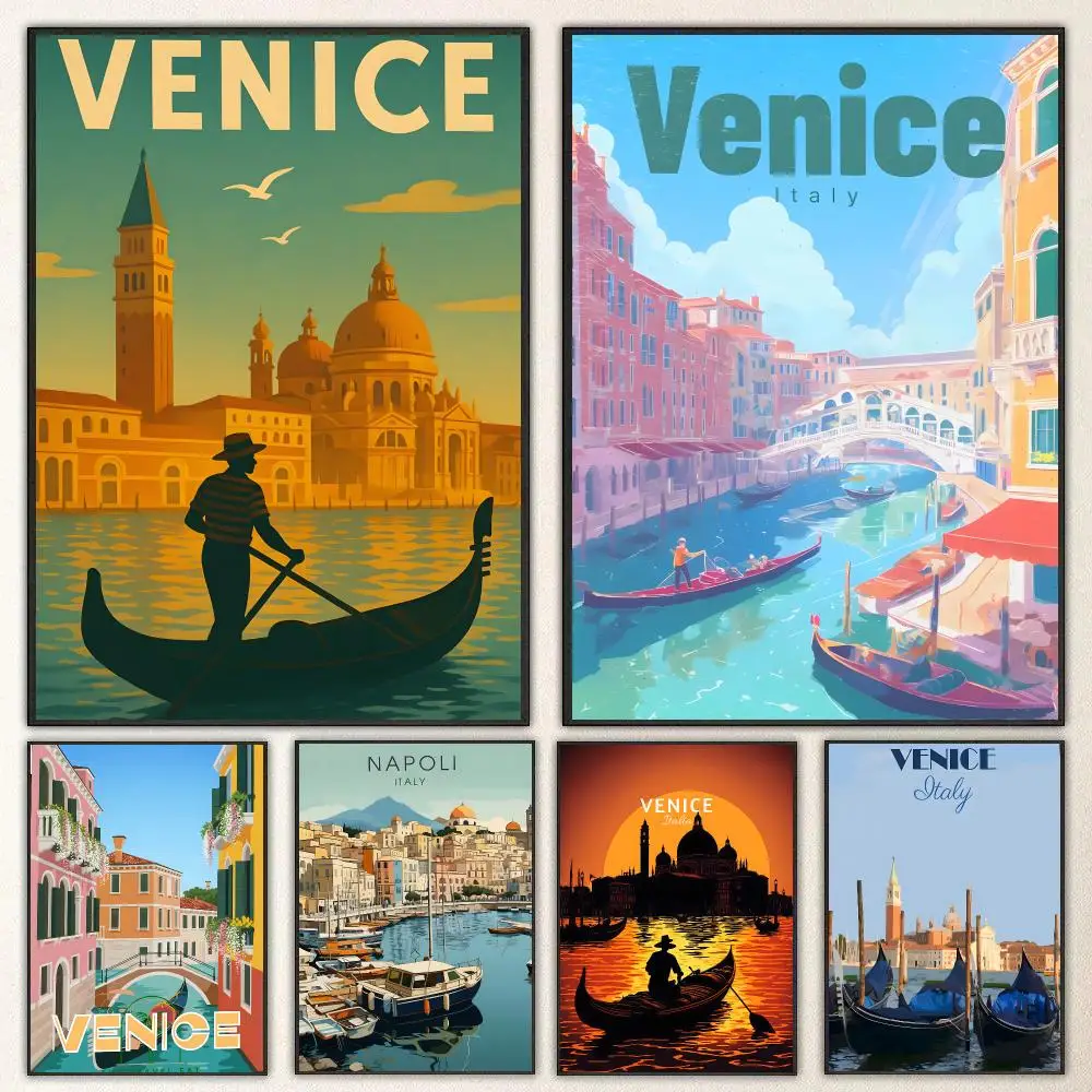 Pattern Venice Water City Poster High-definition  poster stickers, suitable for bedroom, living room, home decoration