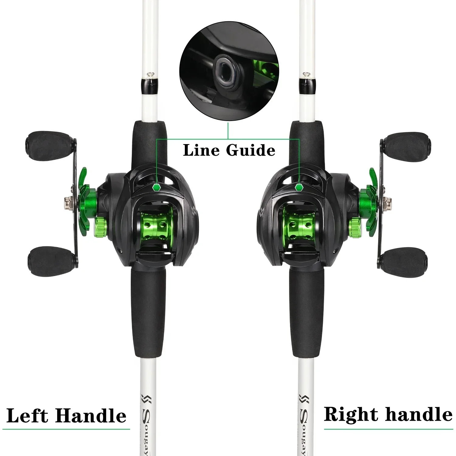 Sougayilang Baitcasting Fishing Rod Set Carbon Fiber 4Sections Casting Rod and Metal Spool Reel for Freshwater Bass Fishing Set