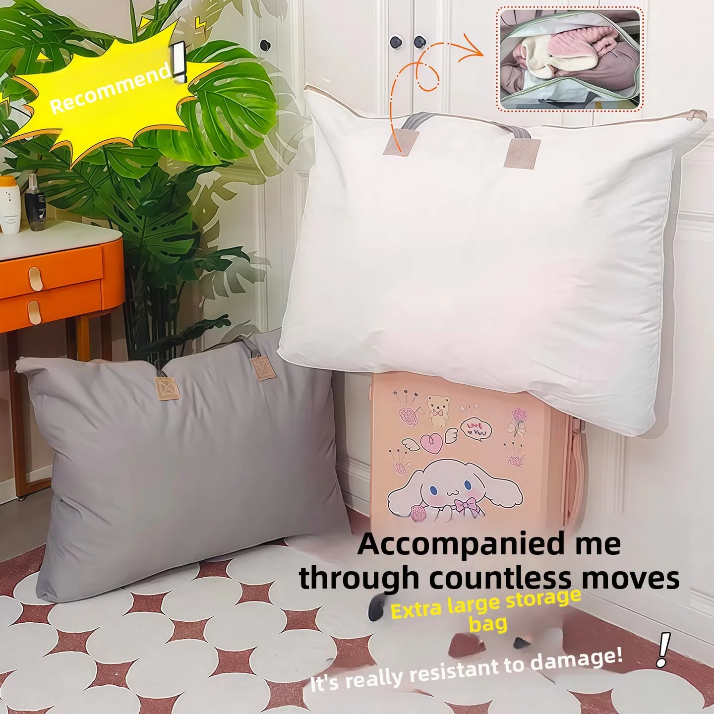 Bolsa de transporte tejida e impermeable, de gran capacidad, para guardar edredones, ropa, ropa de cama y organizar equipaje; ideal para mudanzas y para el hogar.