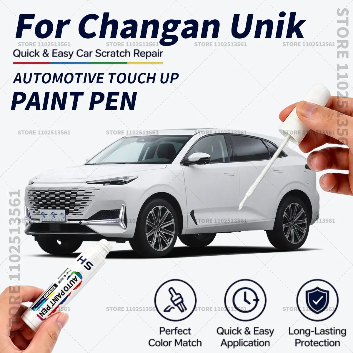 Quick Dry Car Touch Up Paint Pen Auto Scratch Repair Brush for Paint Chips Scratches and Scuffs For ChangAn UNI-K White Black