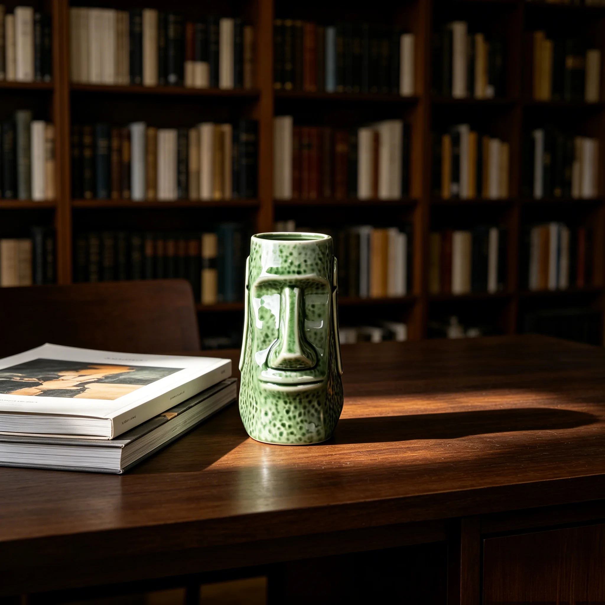Ceramic Moai Tiki Mug - 750ml Versatile Cocktail Cup, Pen Holder, Makeup Brush Organizer & Coffee Cup for Home Bar Decor - view 5