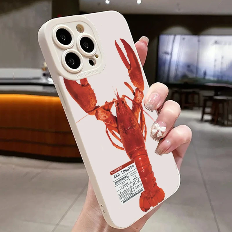 Phone Case For iPhone 16 15 14 13 12 11 Pro Max XS X XR 7 8 Plus SE 2022 Lobster Cat Dinosaur Bird Pattern Print Silicone Cover