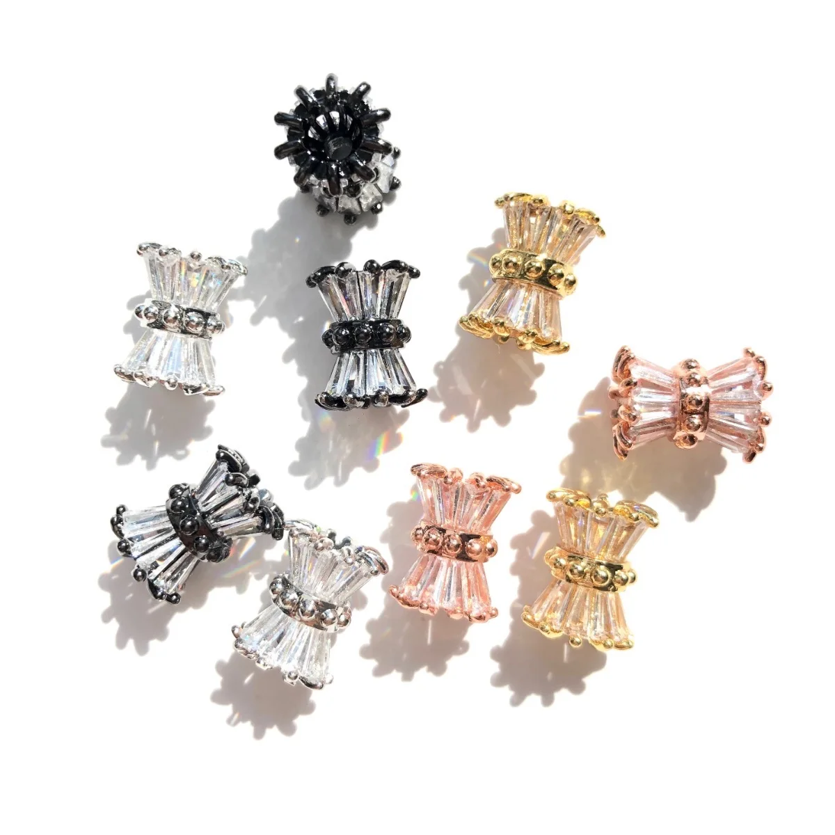 10pcs/lot Clear Rhinestone Paved Hourglass Spacers for Women Bracelet Girl Earrings Making Handmade Jewelry DIY Accessory Supply