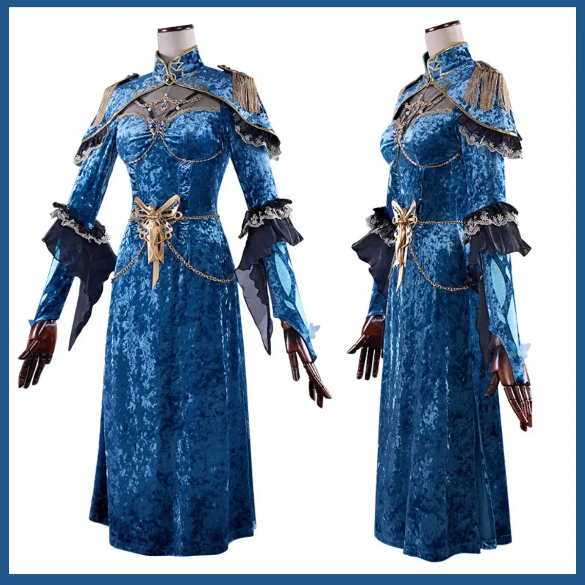 Game Identity Ⅴ Fiona Gilman Priestess Cosplay Costume Butterfly in Ice Gothic Evening Dress Headwear Woman Sexy Carnival Suit