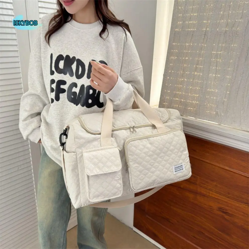 

Fashion Quilted Travel Duffle Bag Solid Color Wet Dry Separation Luggage Bag Single Shoulder Foldable Travel Handbag Fitness