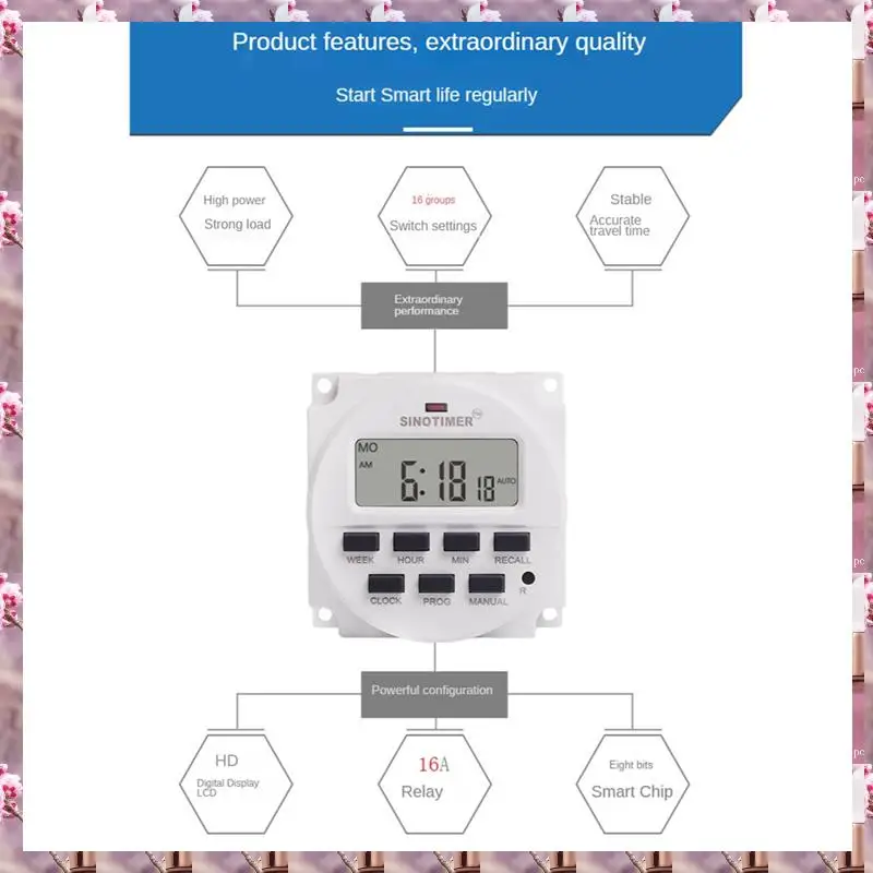 2025 1 Piece Sinotimer Tm618n-2 Lcd Digital Programmable Timer Switch 7 Days  1.6 Inch With Relay Inside And Countdown Time Func