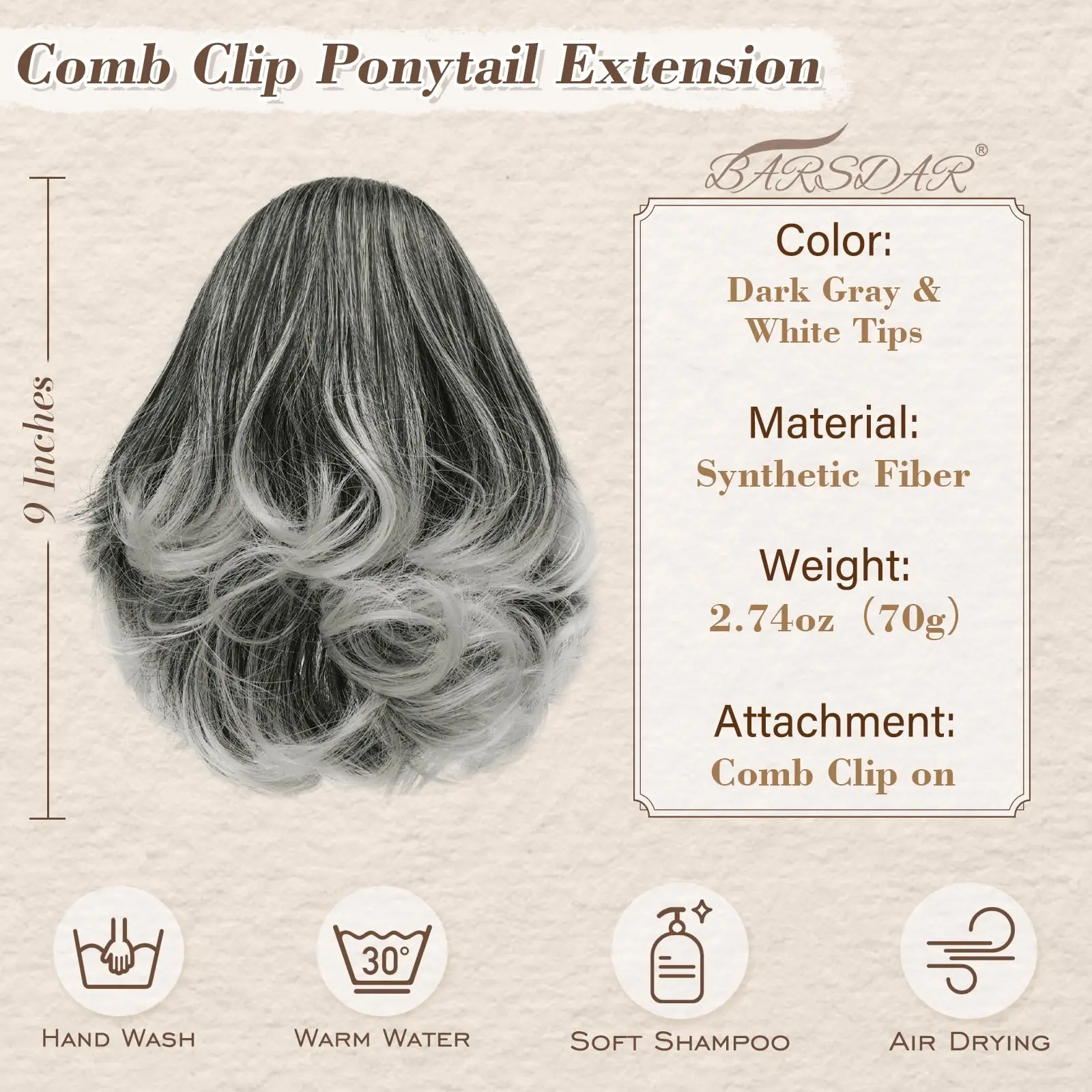 Ponytail Extensions 9 Inch Comb Clip Drawstring Short Wavy Ponytail Hair Extensions Women\'s Synthetic Comb Clip Ponytail Wig