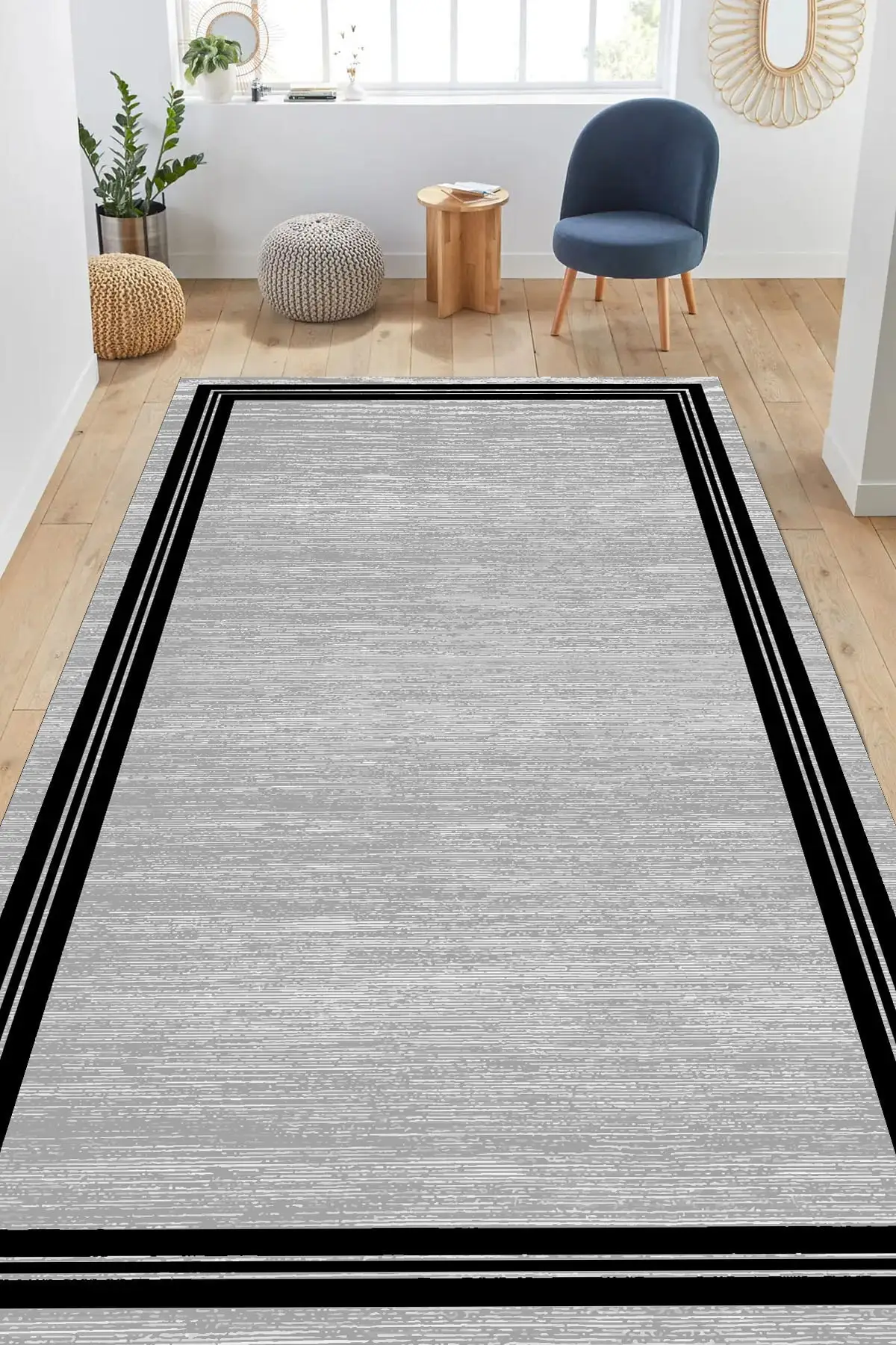 DOLBOVI gray black patterned carpet and runner (Dot/felt floor carpet)