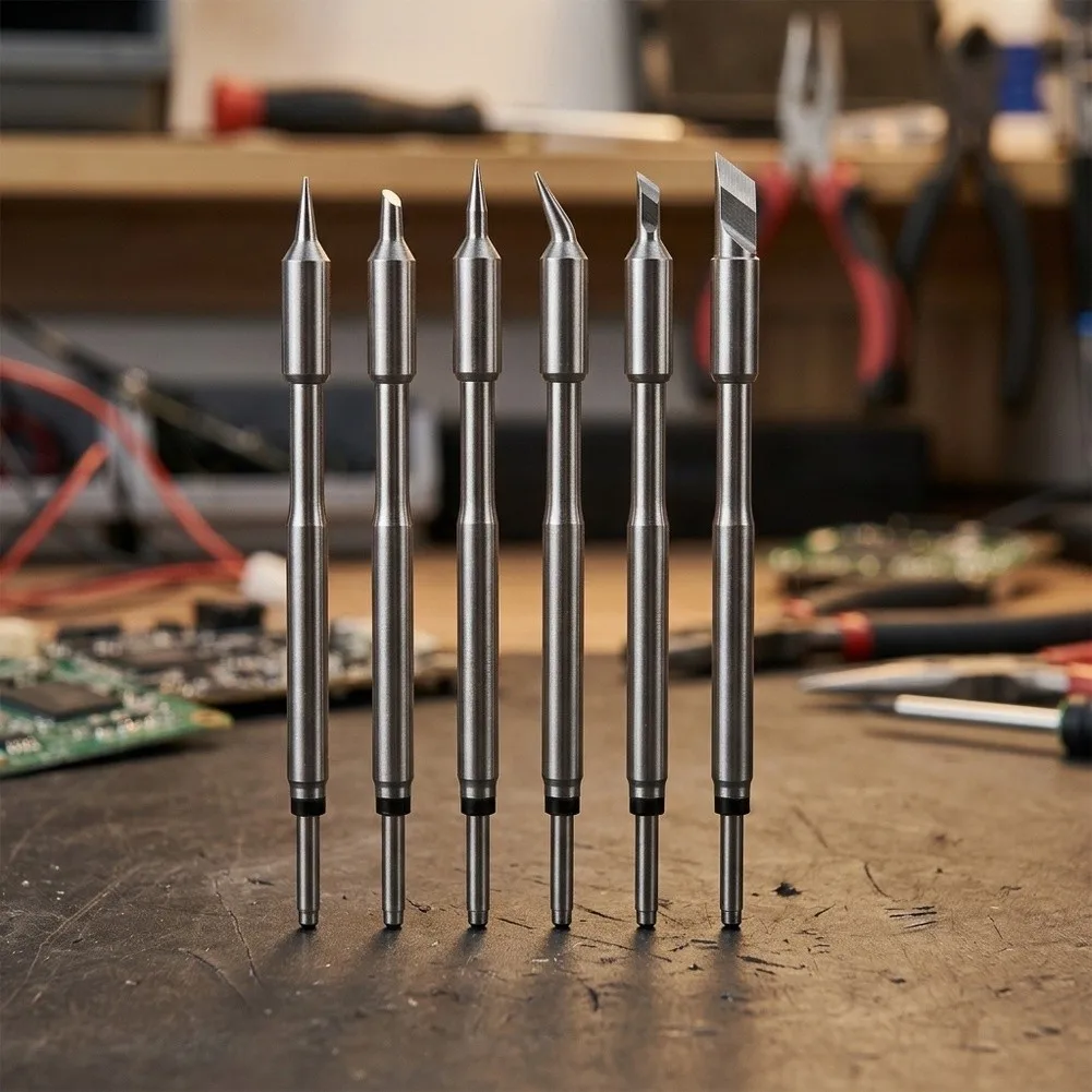 HS02A Soldering Iron Accessory Set 6 Replacement Tips Designed for Efficient Heat Transfer and Stable Soldering Operation