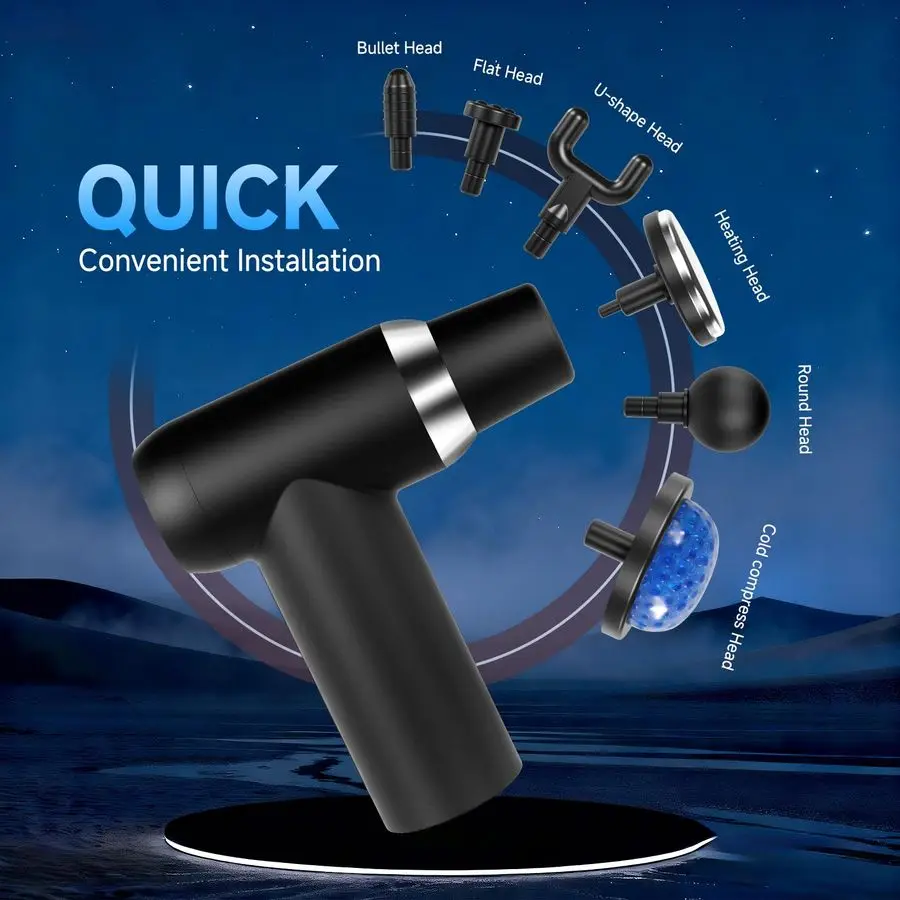 مسدس تدليك بمقبض ممتد قابل للفصل والبارد، مسدس تدليك الأنسجة العميقة، يستخدم لتخفيف آلام الظهر