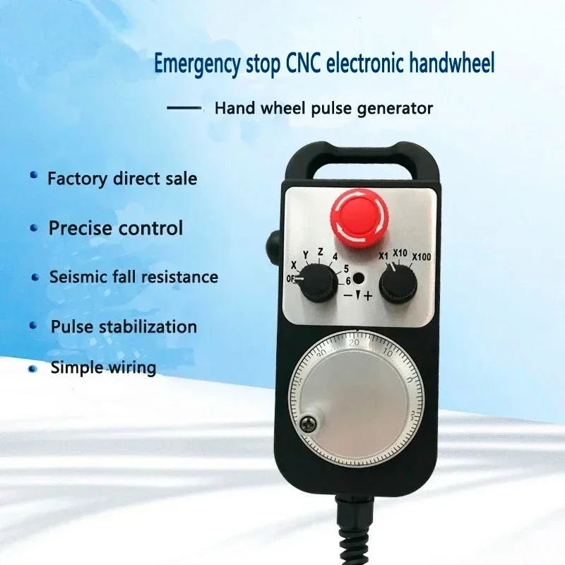 Emergency Stop Self-reset CNC Electronic Handwheel, External Pulse Generator Handwheel for Machining Center PLC Operation