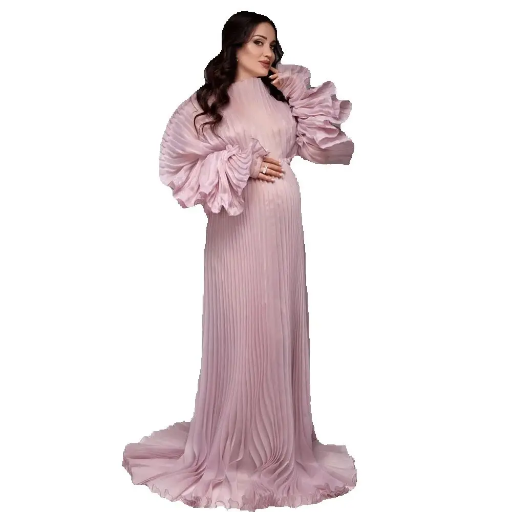 Charmante sexy moederschapsgewaden vrouwen lange tule fotoshoot zwangere jurken elegante avondjurk op maat gemaakte moeder om te zijn - afbeelding 2