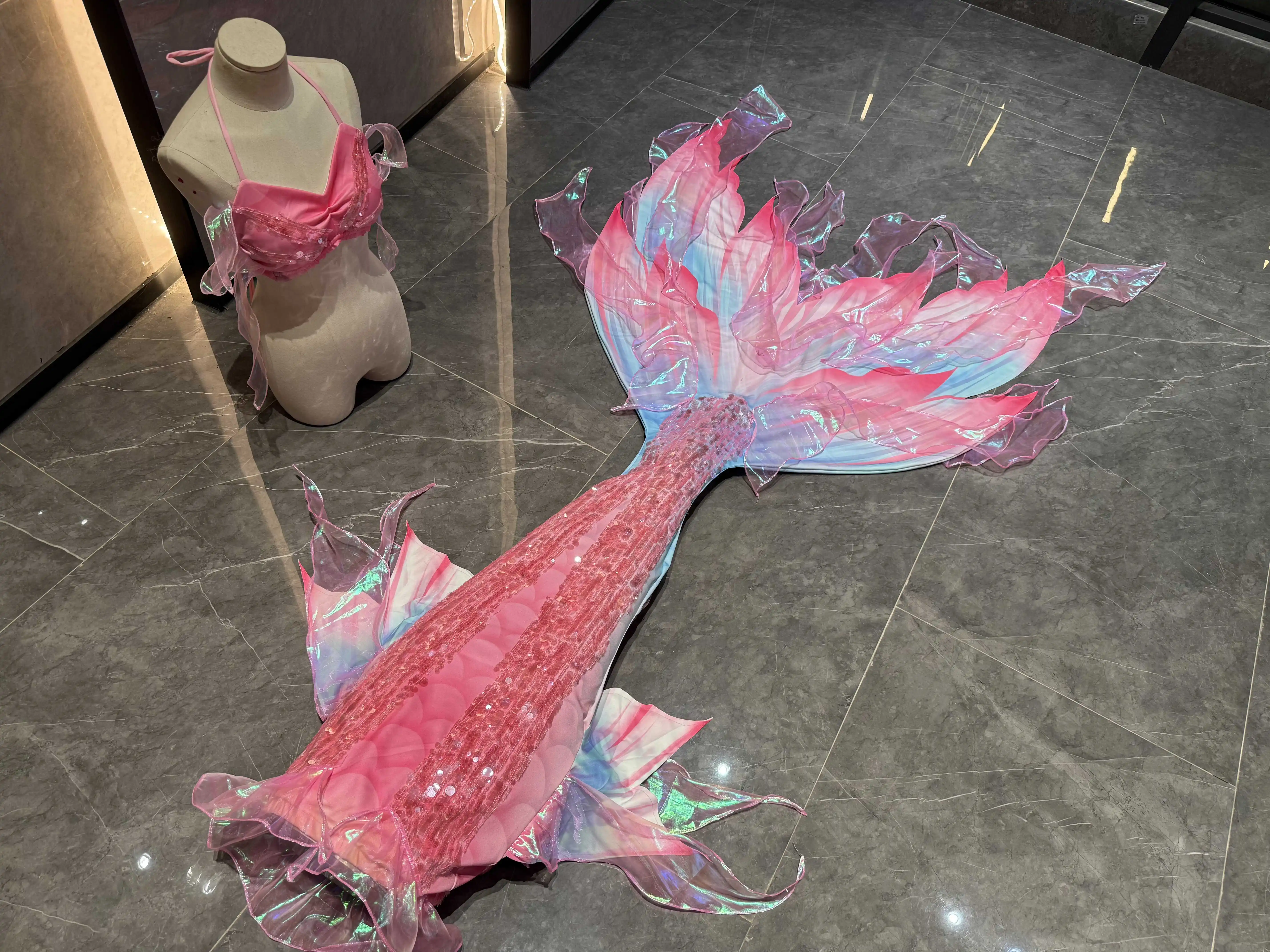 حار بيع الغزل العائم الأصلي حورية البحر الوردي الأزرق ذيل السمكة جلد السمك حوض السمك اطلاق النار حورية البحر أداء دعوى ملابس السباحة