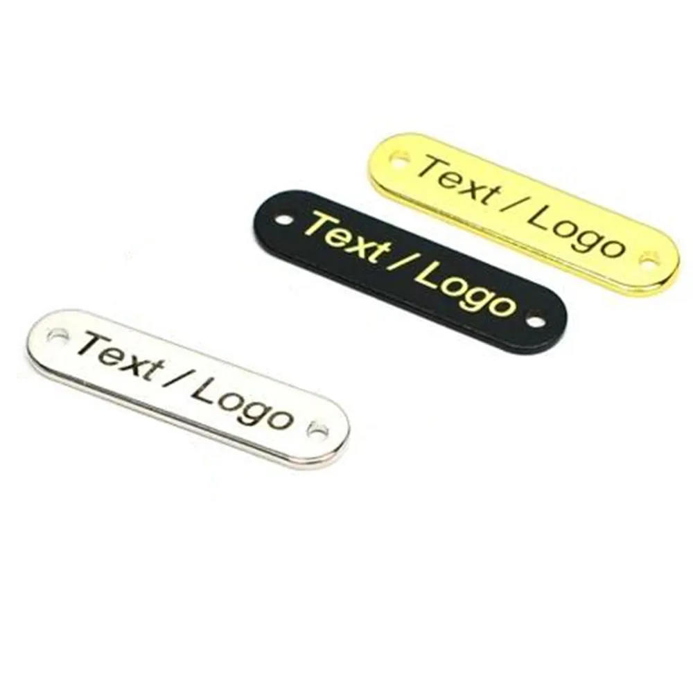Custom Nameplates Labels Tags For Clothing Stainless Steel Customized Personalizados Logo Name Metal Sewing Plates Jewlery