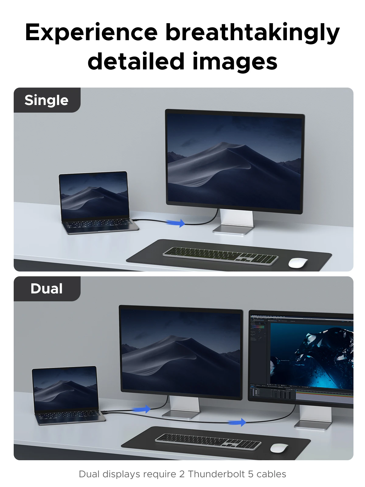 UGREEN Kabel Thunderbolt 5 USB 4 Type C do Type C 240W PD Szybkie Ładowanie 16K@60Hz Transmisja Danych 120Gbps Gen Dla Apple Macbook — zdjęcie produktu 3