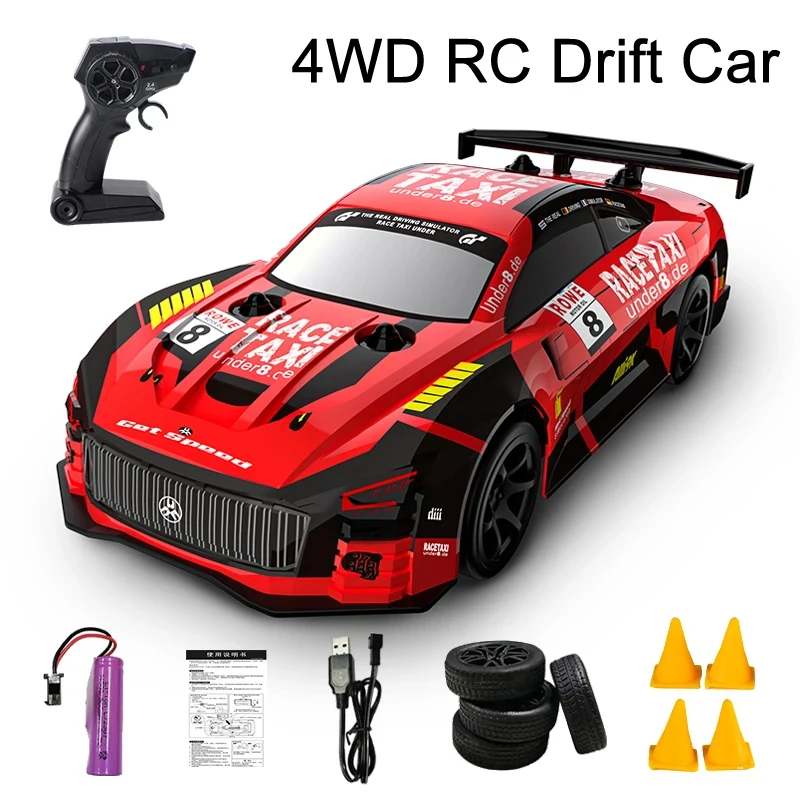 JJRC Q165 2.4G Drift Rc Car 4WD Drift Car 1:18 Toy Remote Control GTR Car RC Racing Car Toy for Children Christmas Gifts 